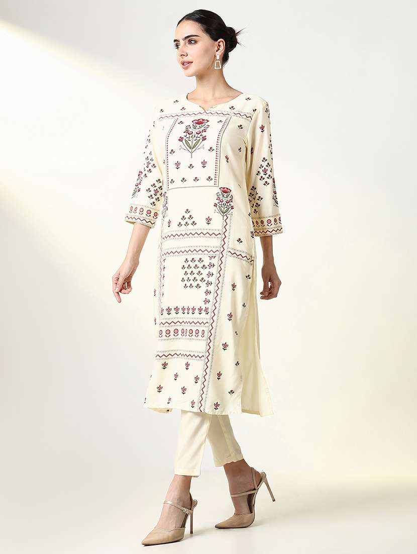 women three quarter sleeve kurta pant with dupatta set - 21661630 -  Standard Image - 2