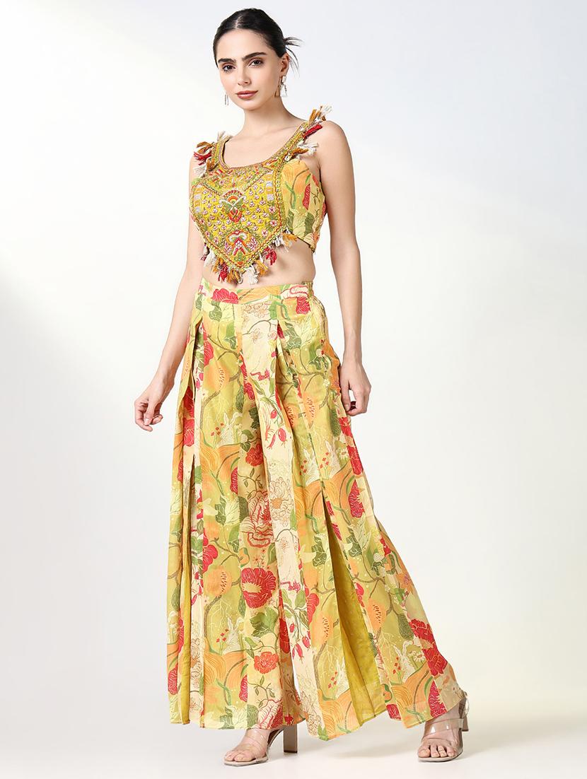 women floral printed sleeveless fusion set - 21661640 - Standard Image - 2