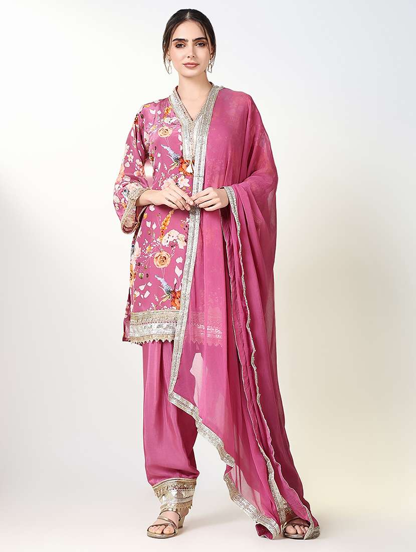women floral printed kurta salwar set with dupatta