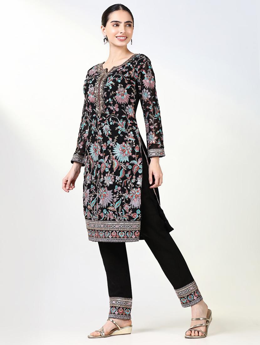 women embroidered long sleeve kurta pant with dupatta set - 21661649 - Standard Image - 2