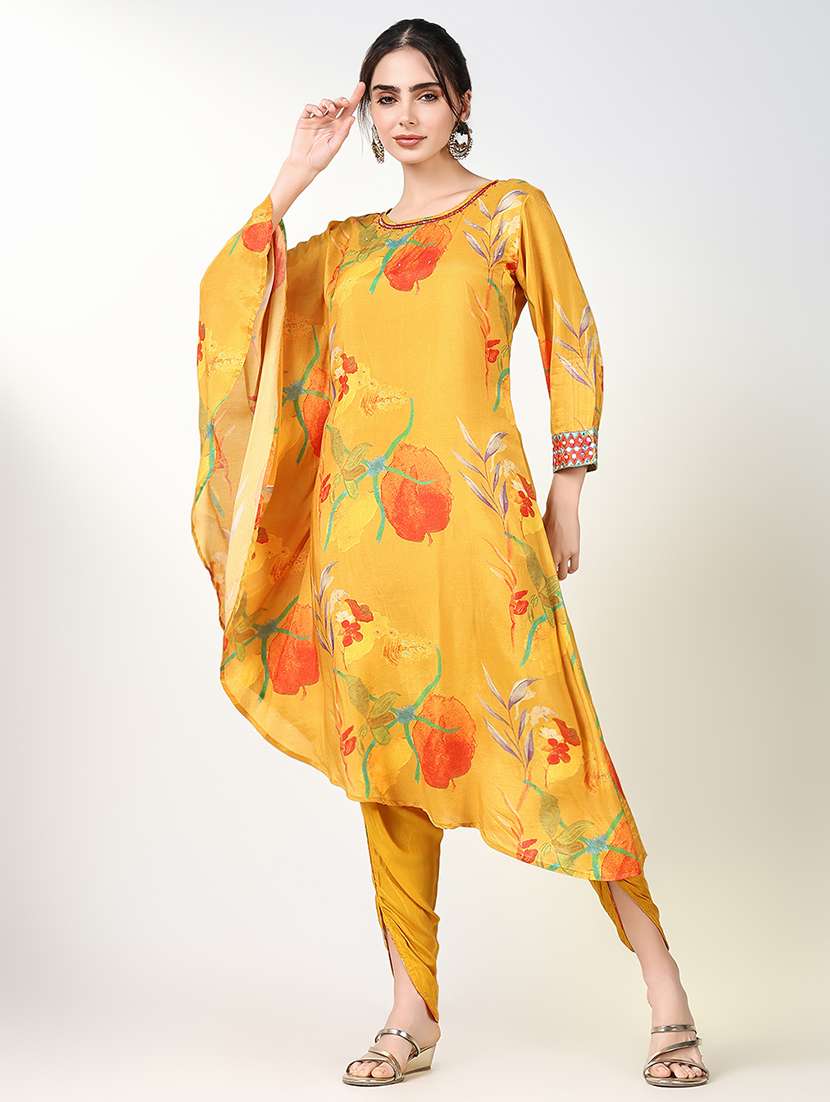 women floral round neck dhoti kurta set