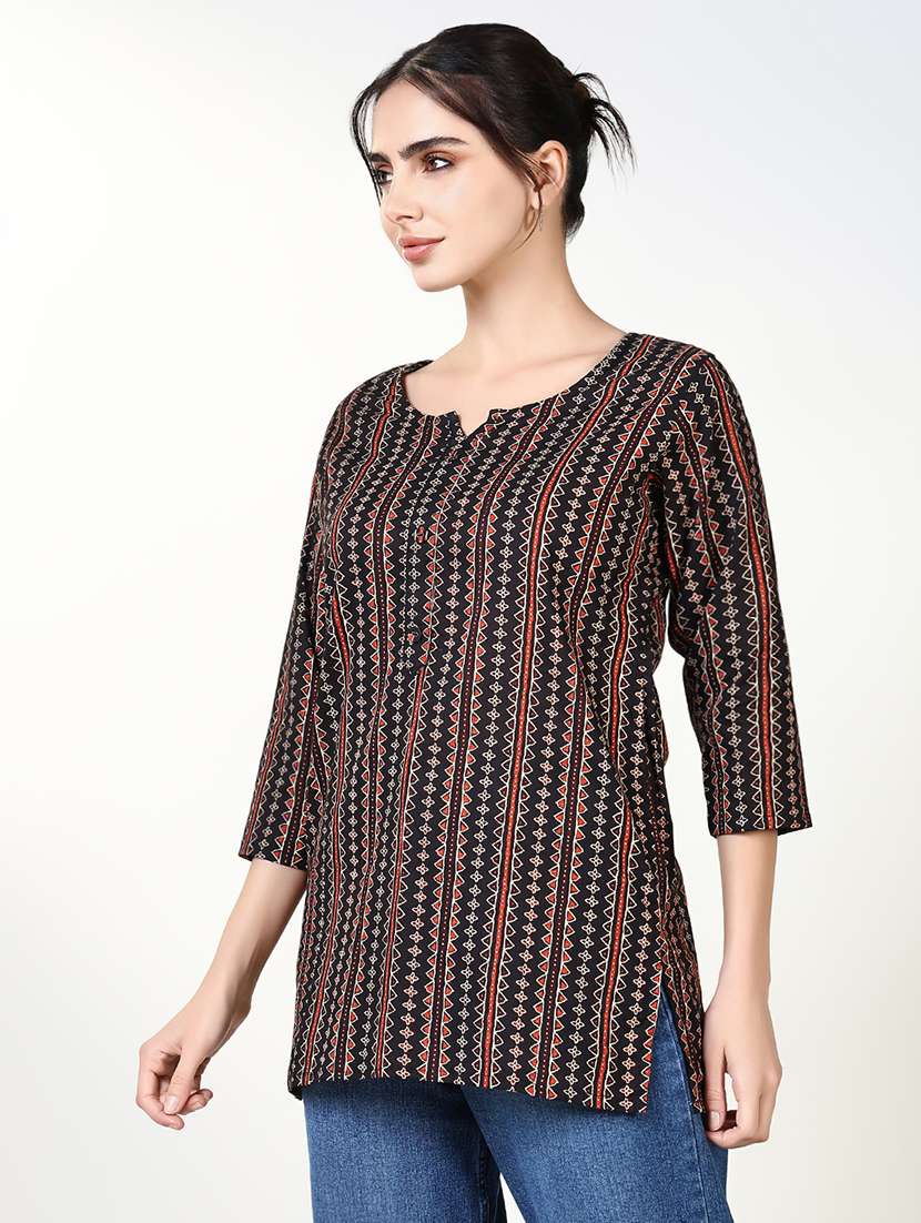 women three quarter sleeve straight kurti - 21661680 -  Standard Image - 2
