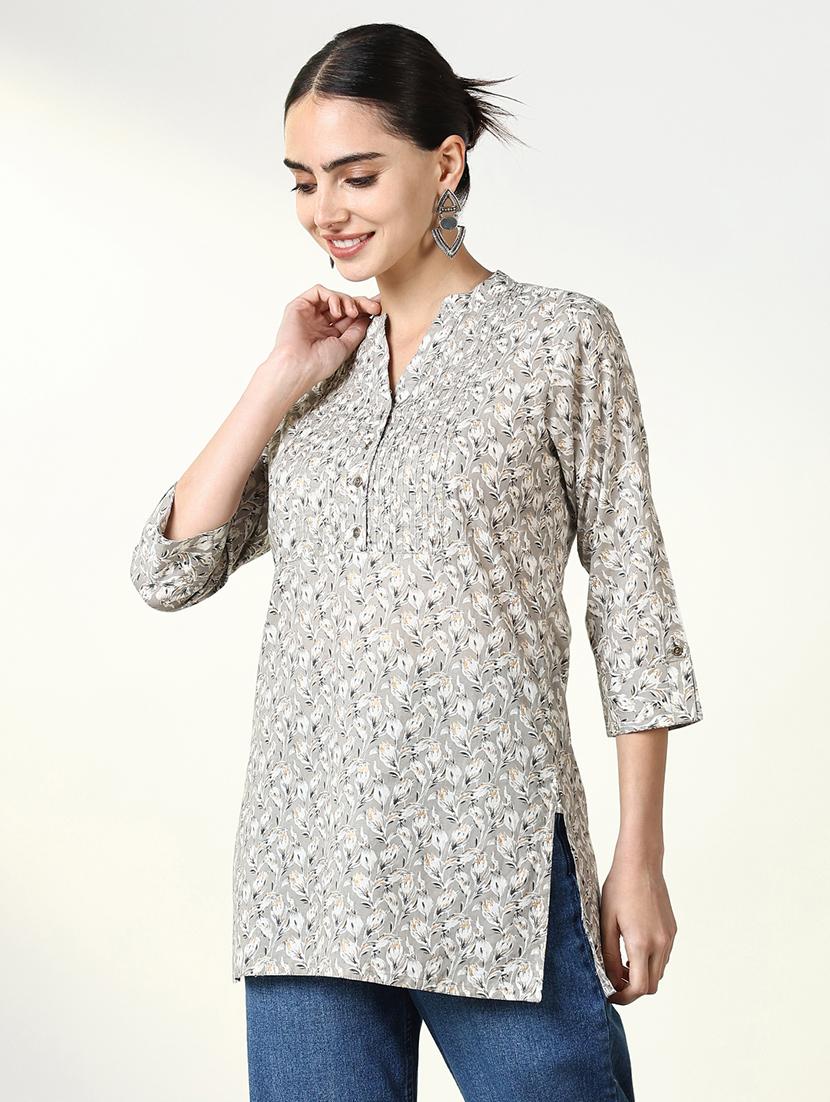 women three quarter sleeve straight kurti - 21661681 - Standard Image - 2