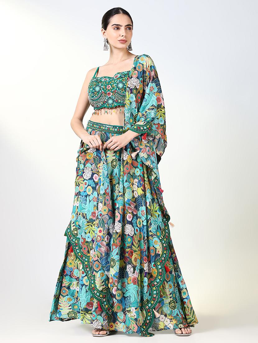 women floral flared lehenga choli with dupatta - 21661690 -  Zoom Image - 0