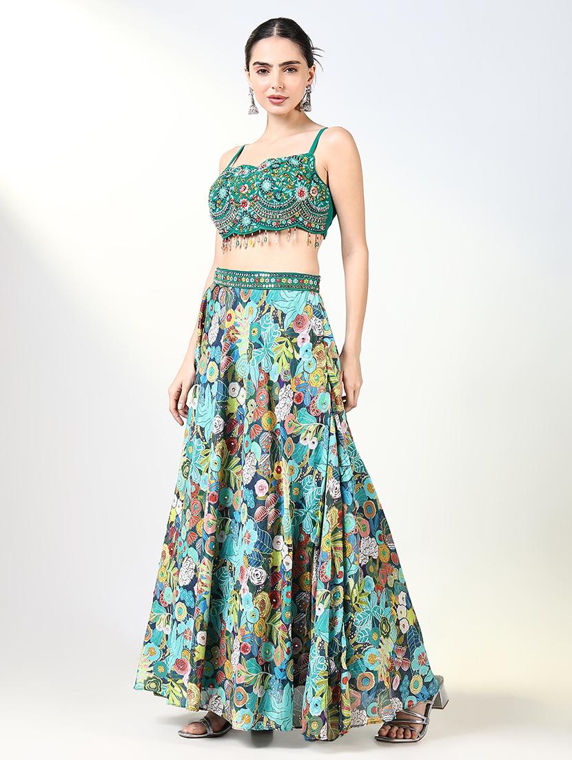 women floral flared lehenga choli with dupatta - 21661690 - Standard Image - 2