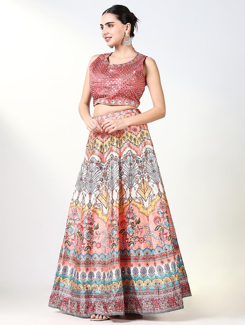 women floral flared lehenga choli with dupatta - 21661692 - Standard Image - 2