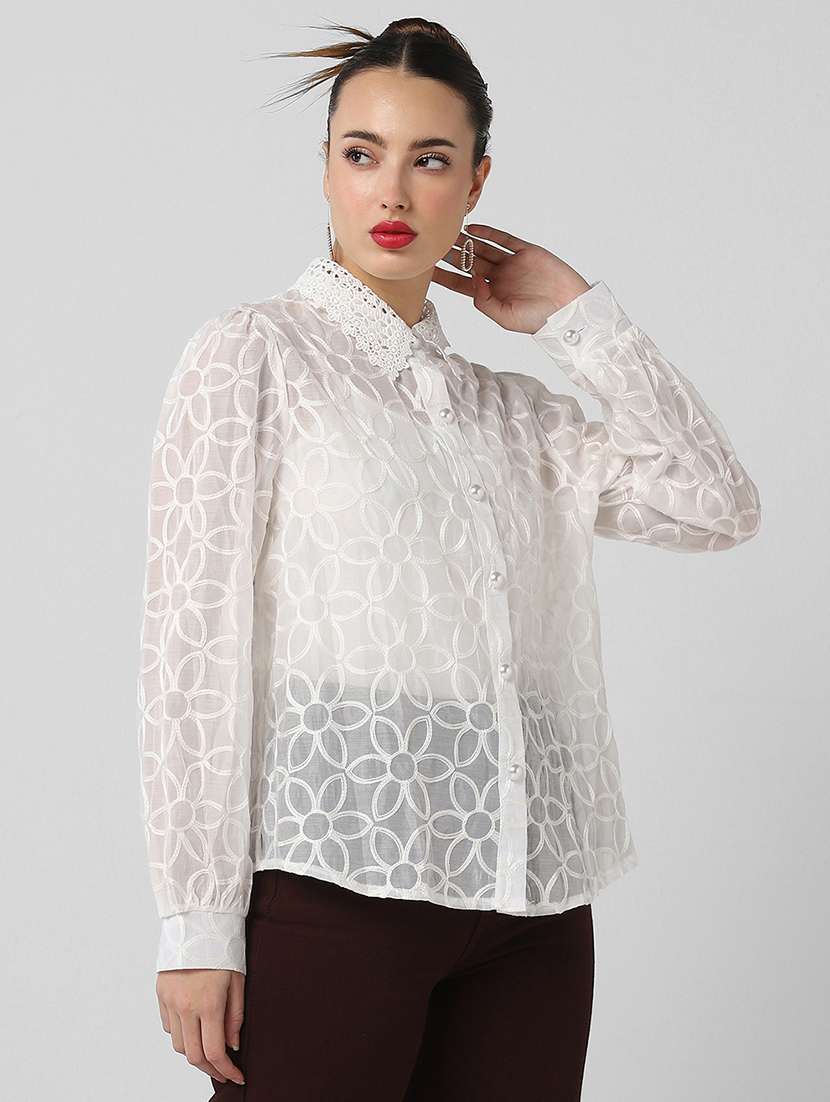 women self designed collared shirt with slip - 21661704 -  Standard Image - 2