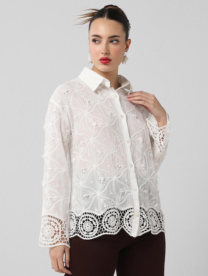 women embroidered collared long sleeves shirt - 21661710 - Standard Image - 2