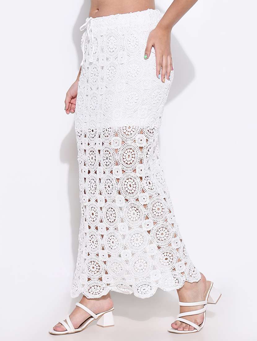 women crochet detailed high rise straight skirt - 21661735 -  Standard Image - 2