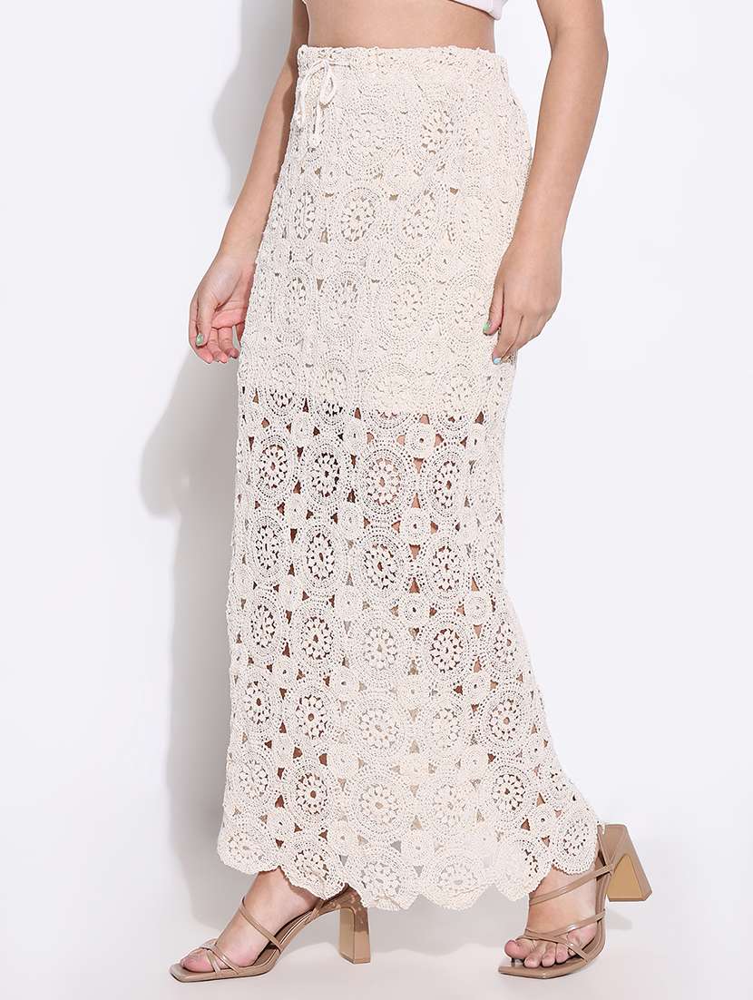 women crochet detailed high rise straight skirt - 21661736 -  Standard Image - 2