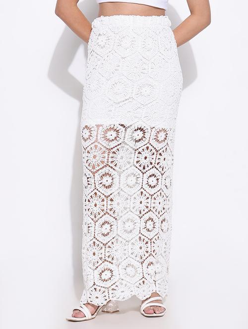women crochet detailed high rise straight skirt - 21661738 - Standard Image - 0