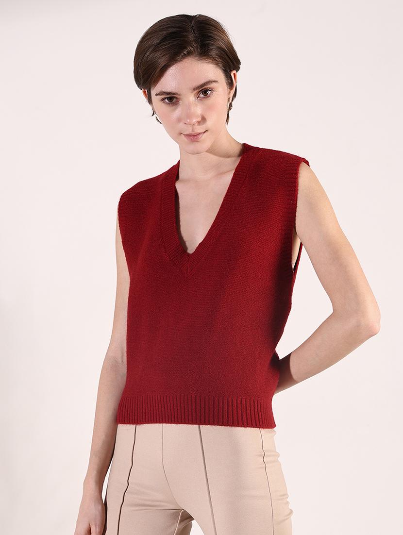 women solid sleeveless crop pullover - 21661745 - Standard Image - 2