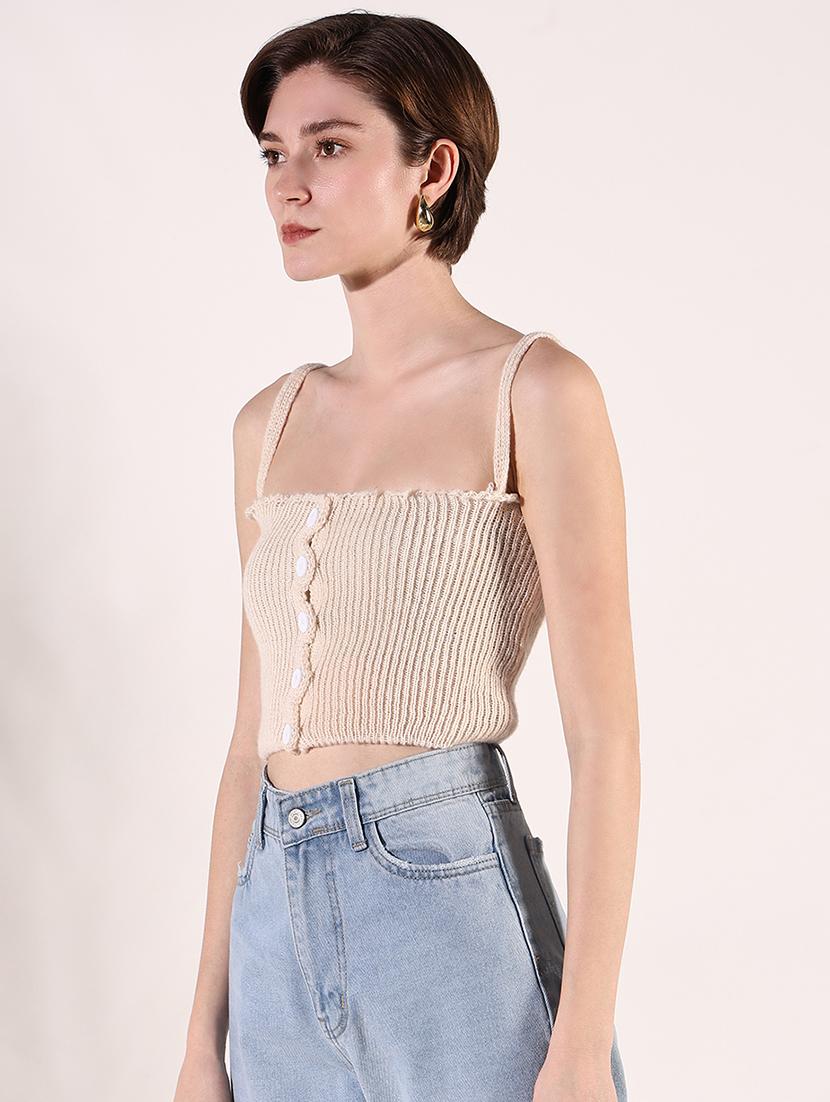 women crochet detailed long sleeves crop top - 21661748 - Standard Image - 2