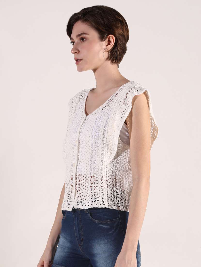 women crochet detailed crop top - 21661755 - Standard Image - 2