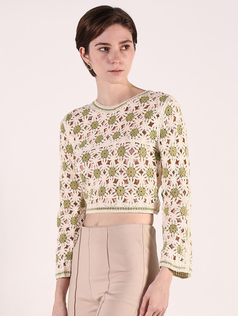 women crochet detailed crop top - 21661757 - Standard Image - 2