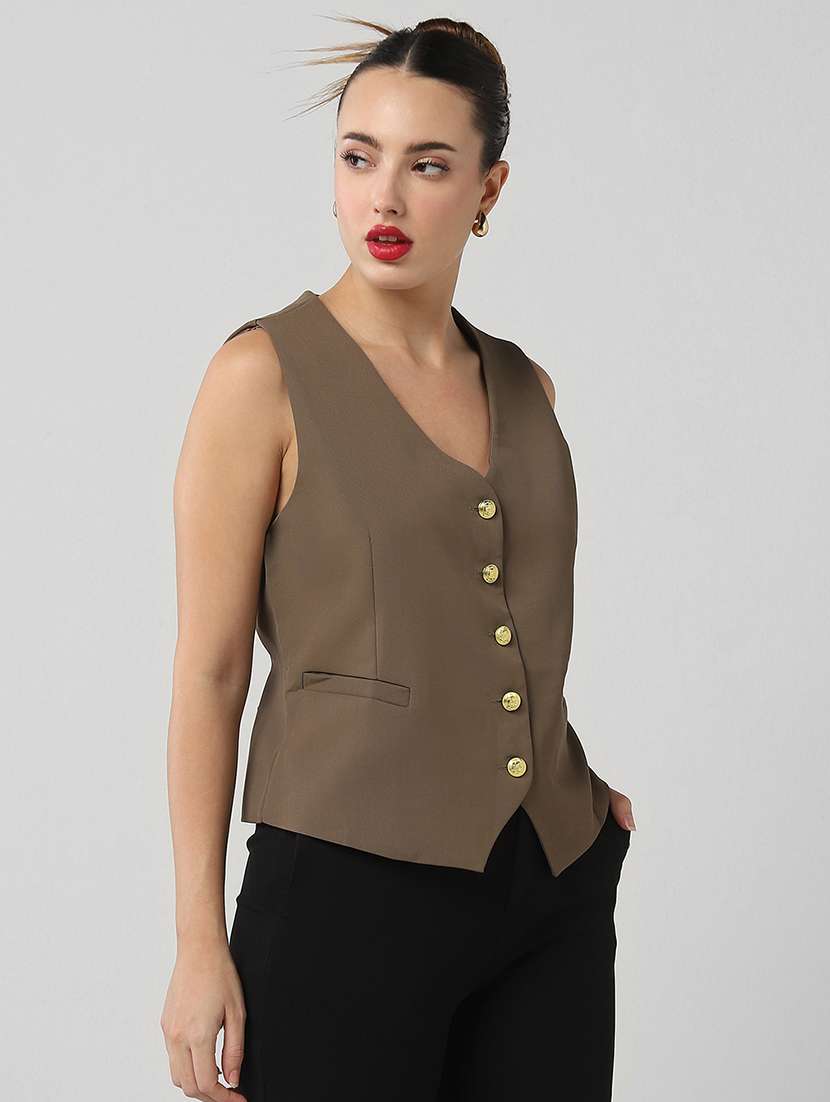women solid sleeveless vest top - 21661773 -  Standard Image - 2