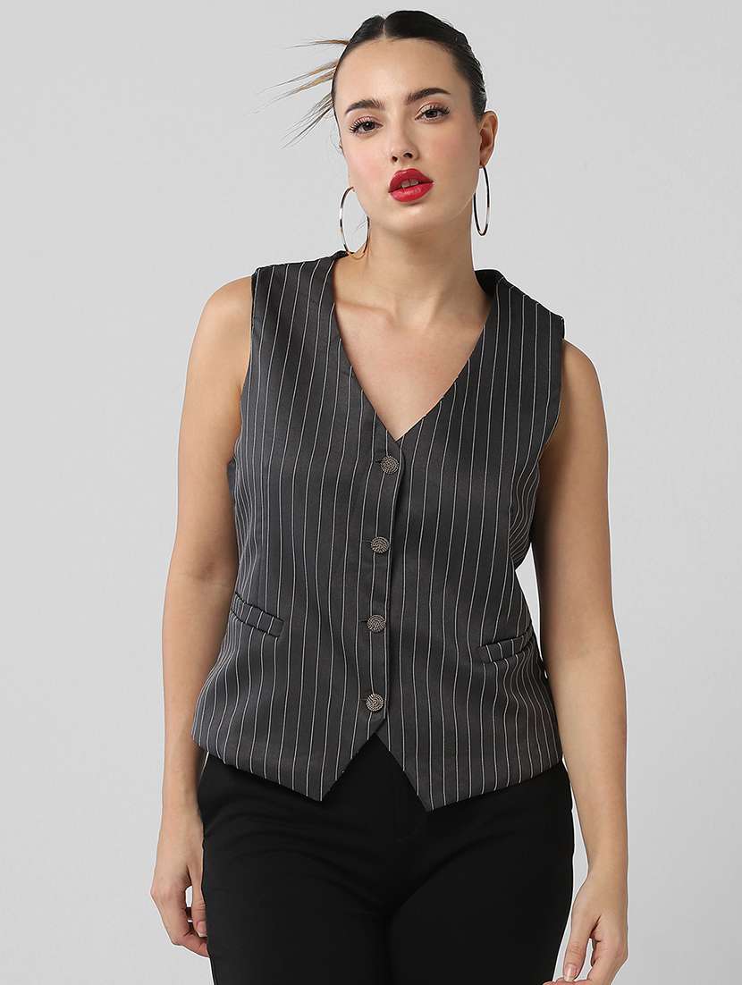 women striped sleeveless vest top