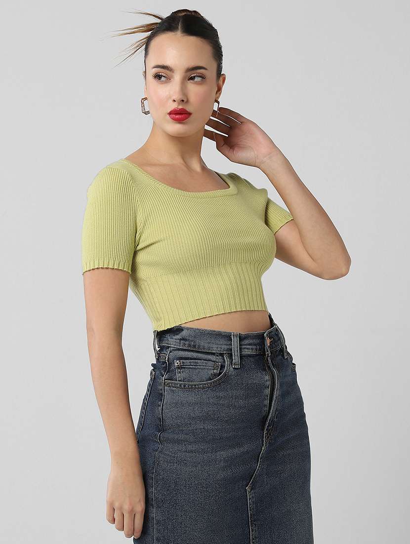 women solid short sleeves top - 21661780 - Standard Image - 2