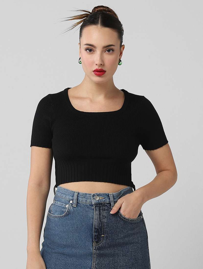 women solid short sleeves top - 21661781 -  Zoom Image - 0