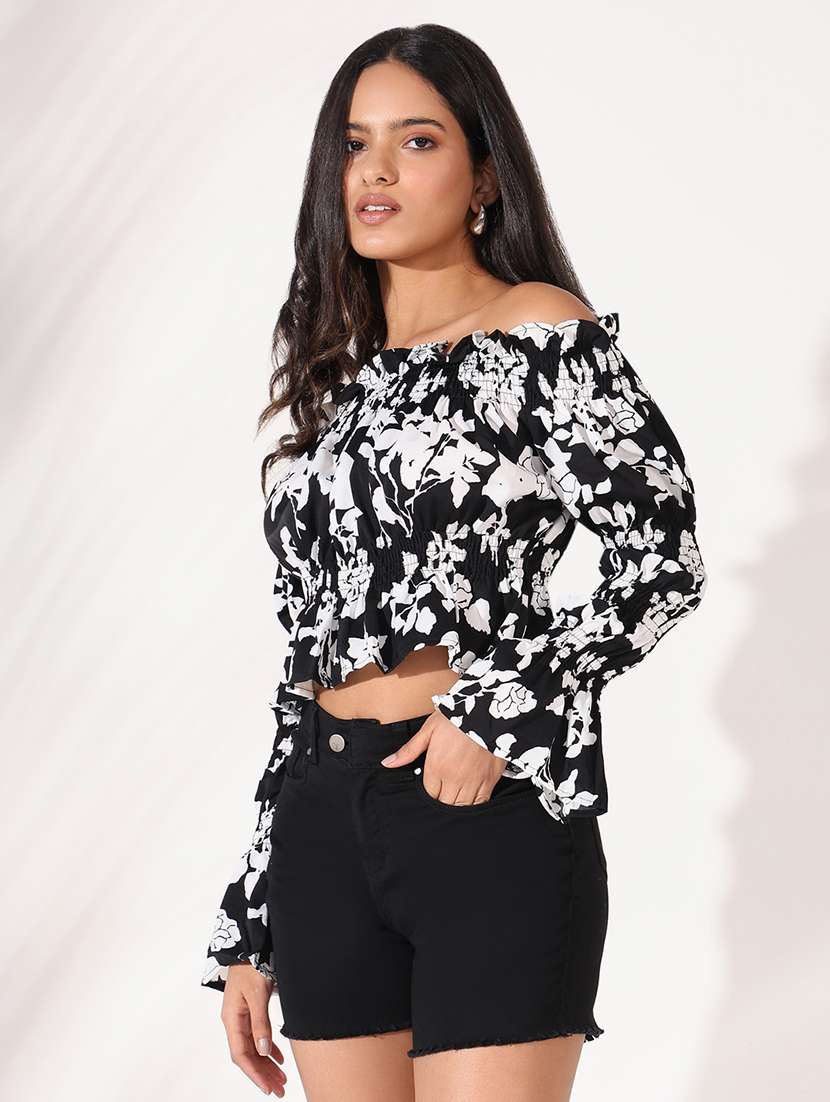 women floral print off shoulder regular top - 21661786 -  Standard Image - 2