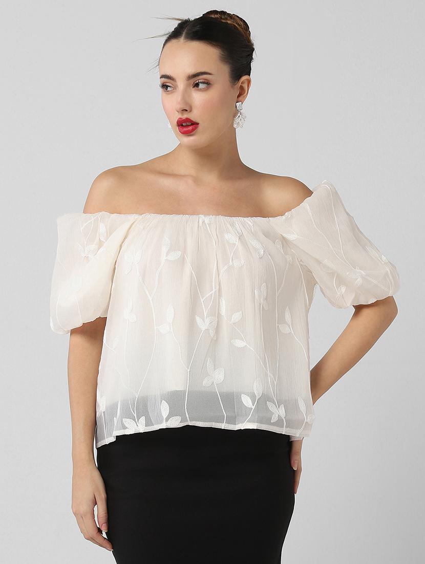 women self designed off shoulder regular top - 21661788 -  Zoom Image - 0