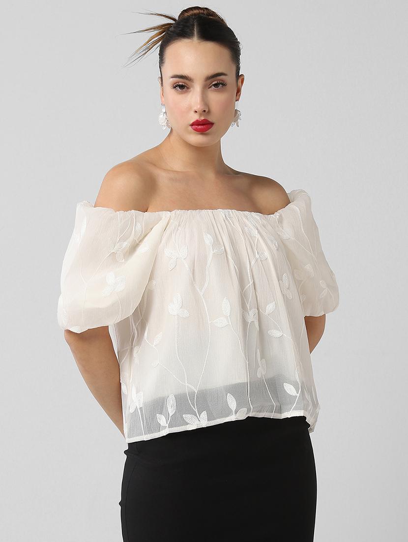 women self designed off shoulder regular top - 21661788 - Standard Image - 2