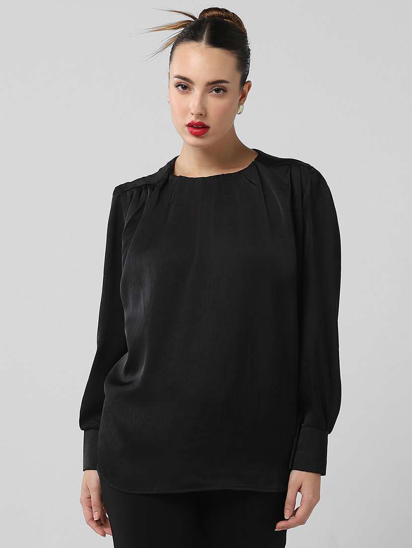 women solid long sleeves regular top - 21661789 -  Zoom Image - 0