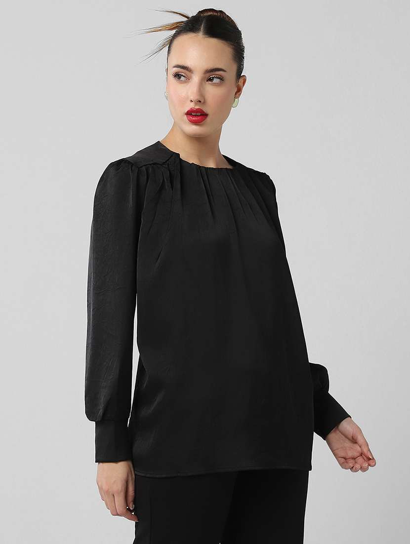 women solid long sleeves regular top - 21661789 - Standard Image - 2