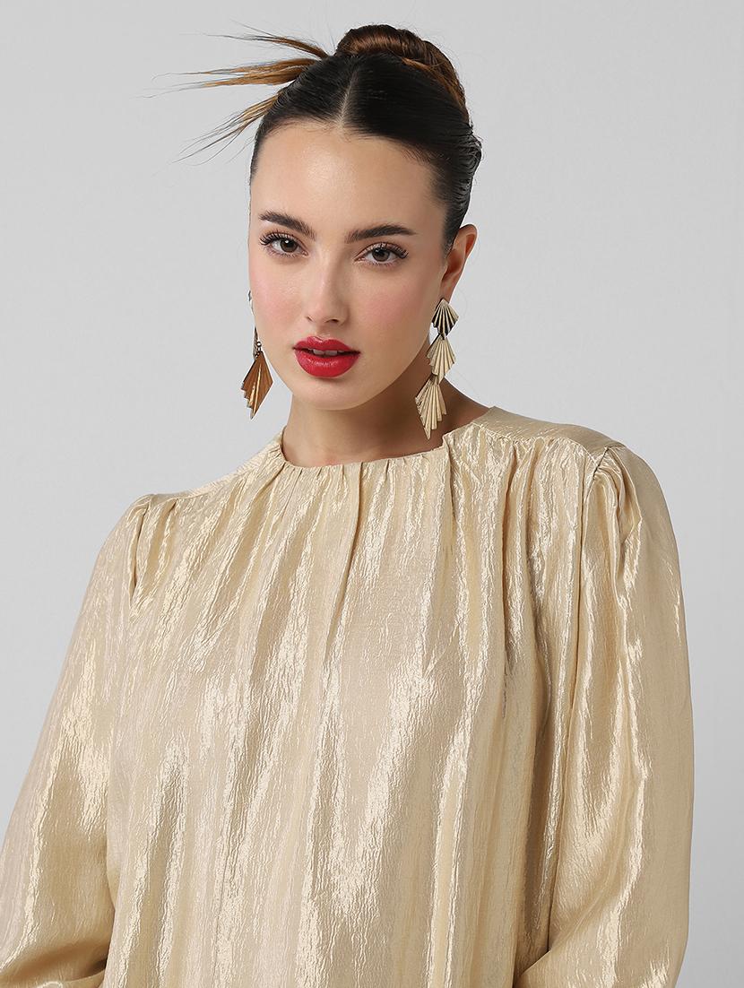 women solid puff sleeves regular top - 21661798 - Standard Image - 7