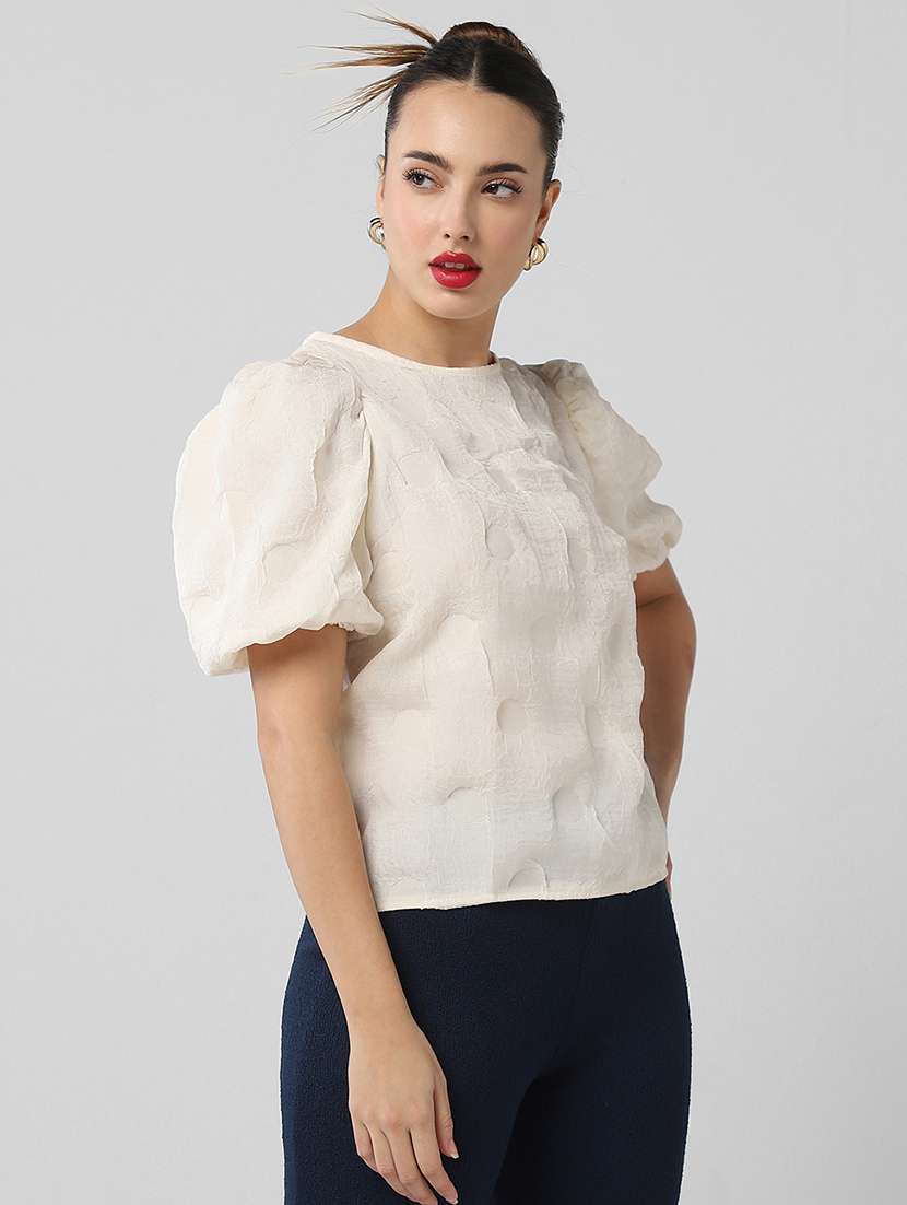 women self designed puff sleeves regular top - 21661800 -  Standard Image - 2