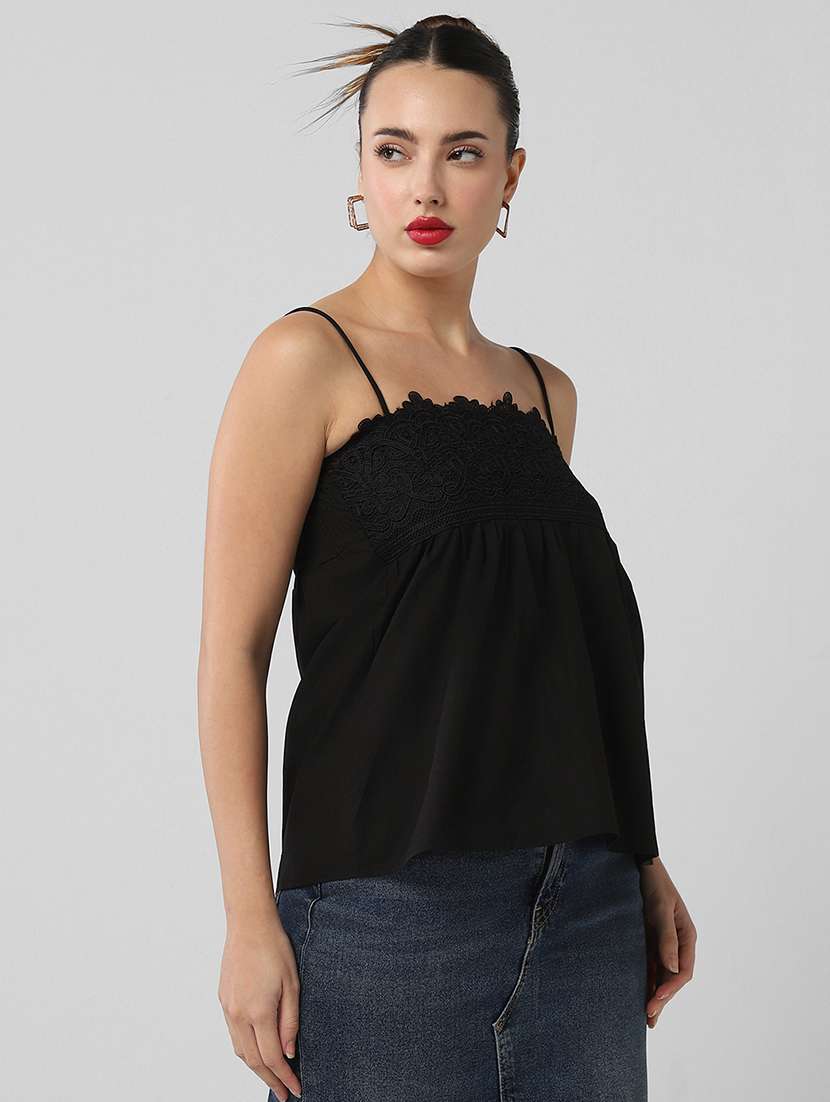 women lace detailed shoulder strap a-line top - 21661801 -  Standard Image - 2