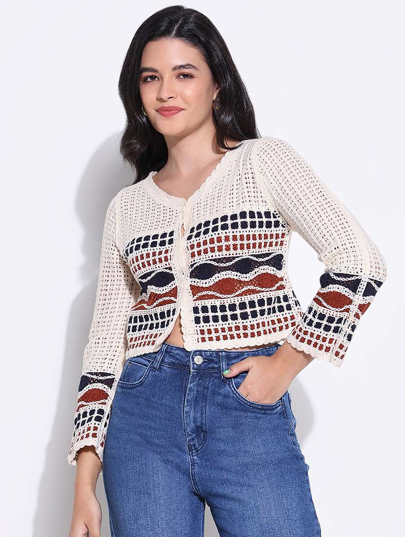 women crochet detailed crop top