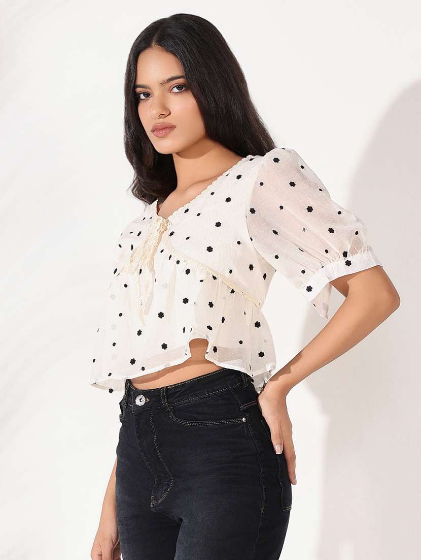 women printed puff sleeves a-line top - 21661830 -  Standard Image - 2