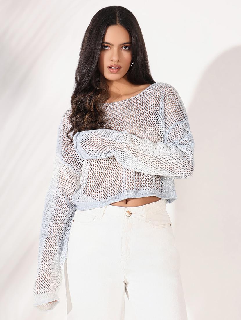 women crochet detailed crop top