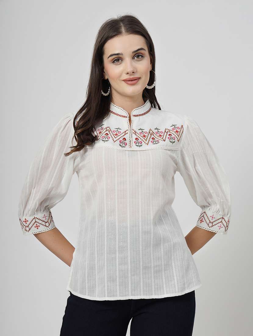 off white cotton regular top