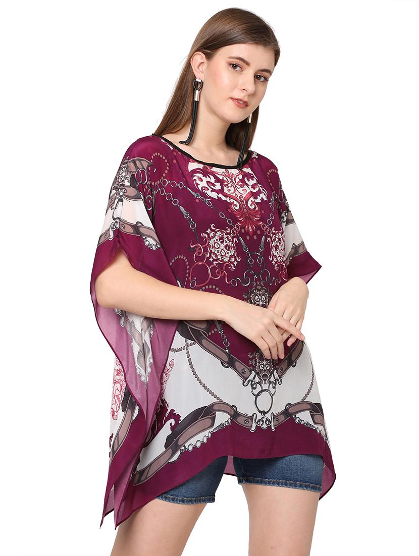 women printed relaxed fit kaftan tunic - 21661961 - Standard Image - 2