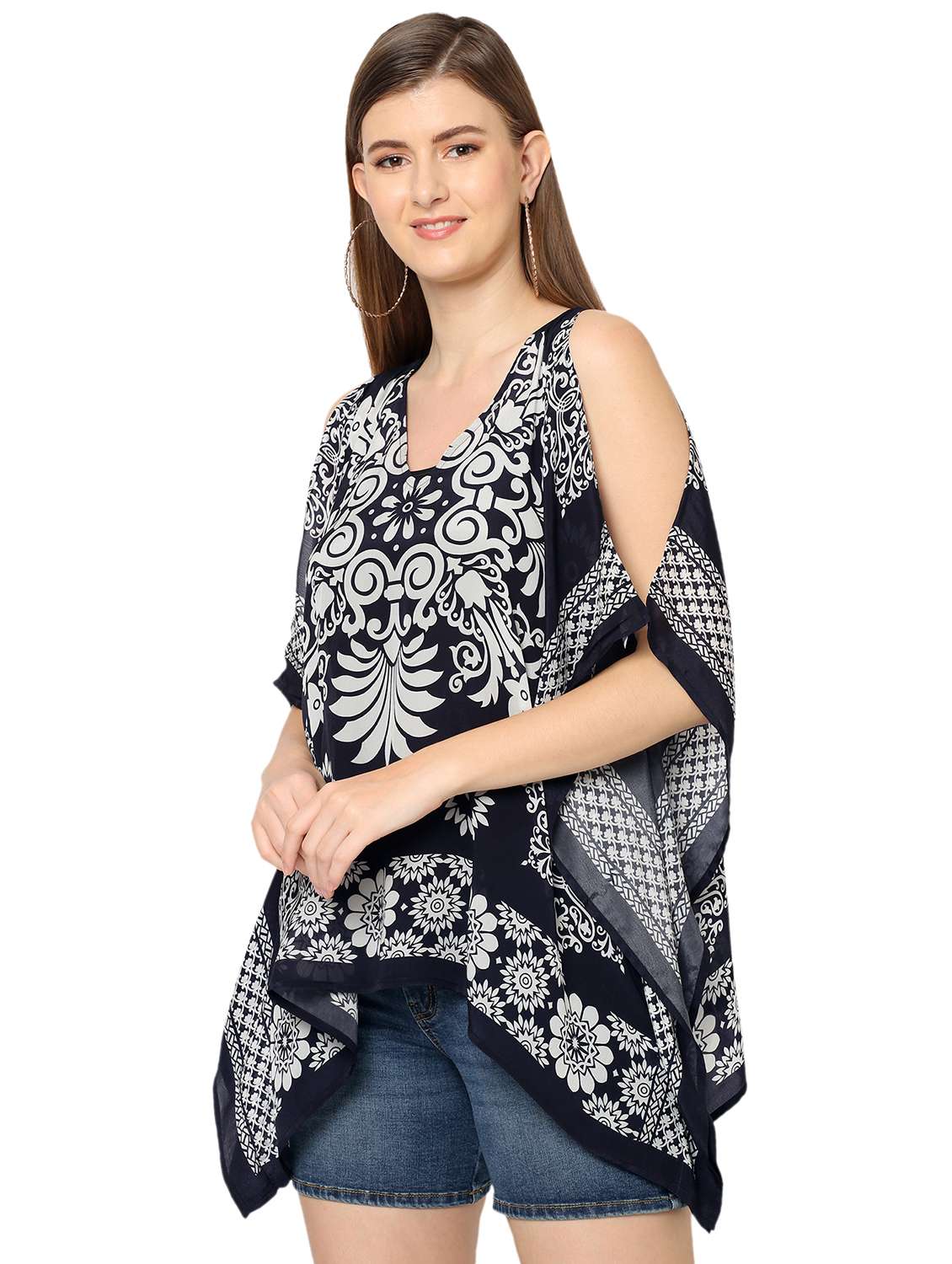 women printed relaxed fit kaftan tunic - 21661986 - Standard Image - 2