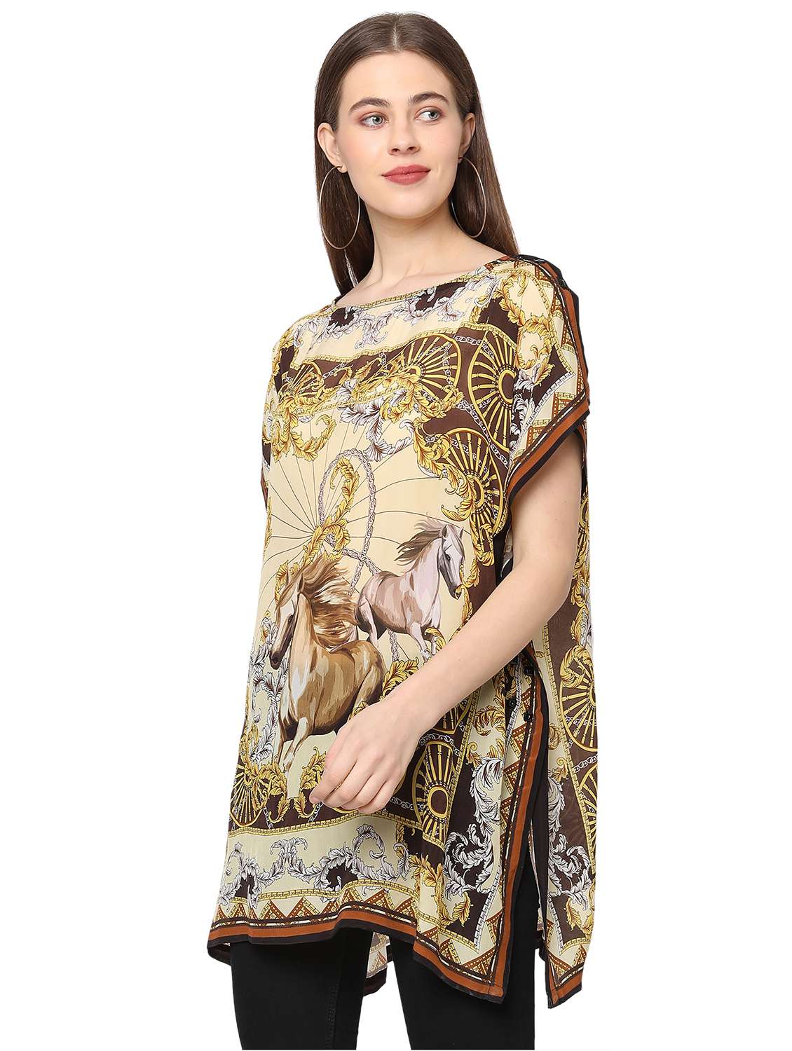 women printed relaxed fit kaftan tunic - 21661988 -  Standard Image - 2