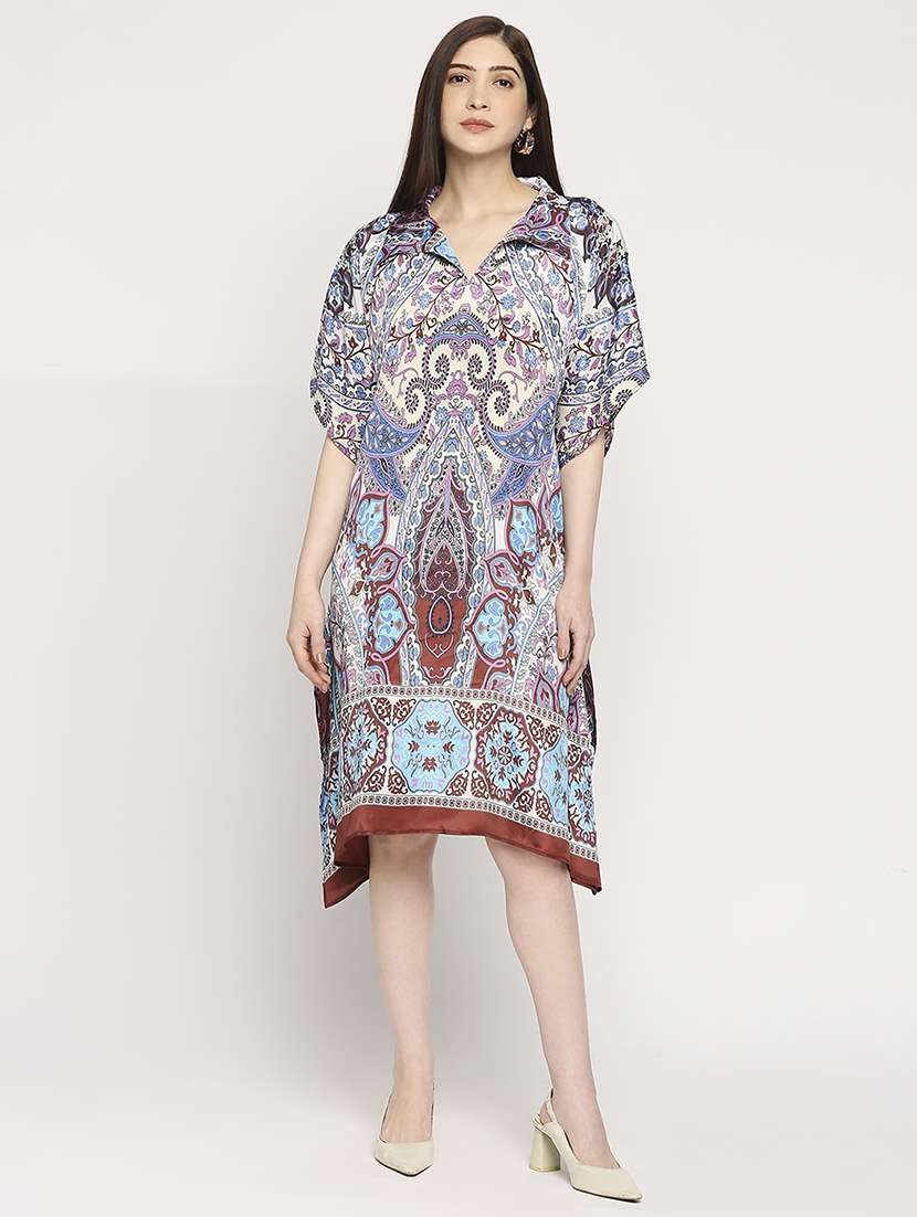 women printed relaxed fit kaftan dress