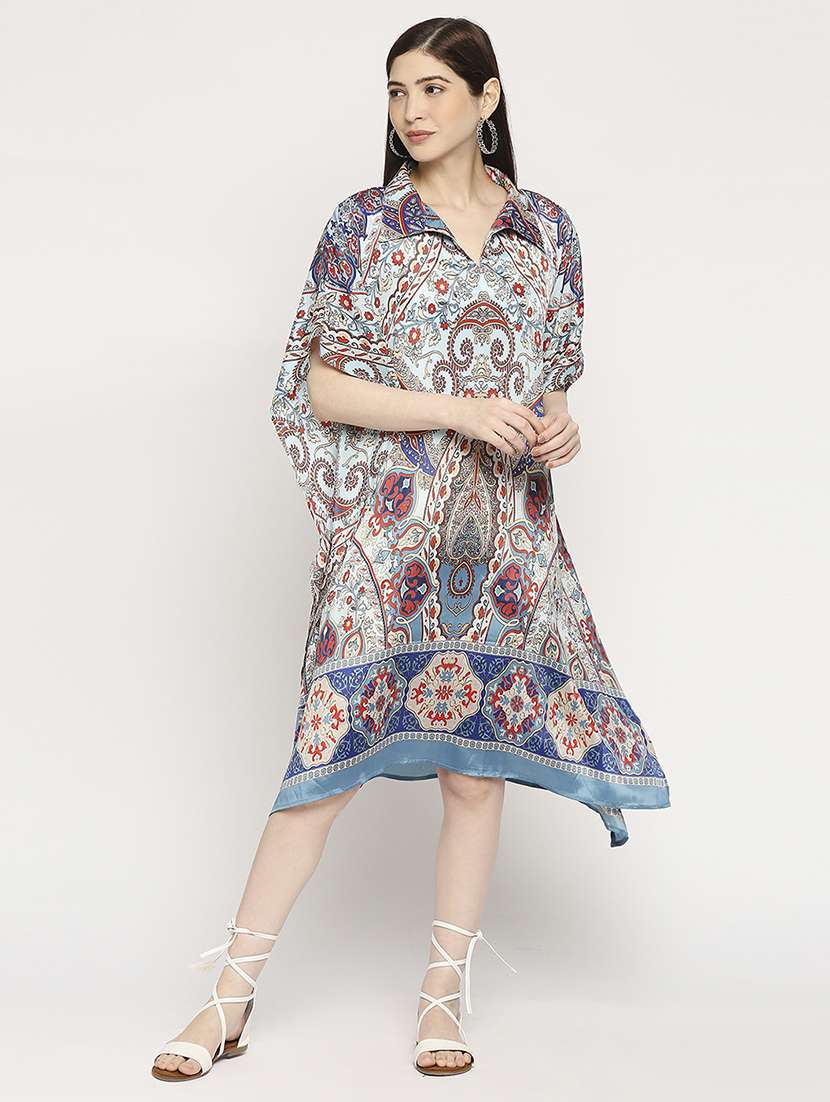 women printed relaxed fit kaftan dress