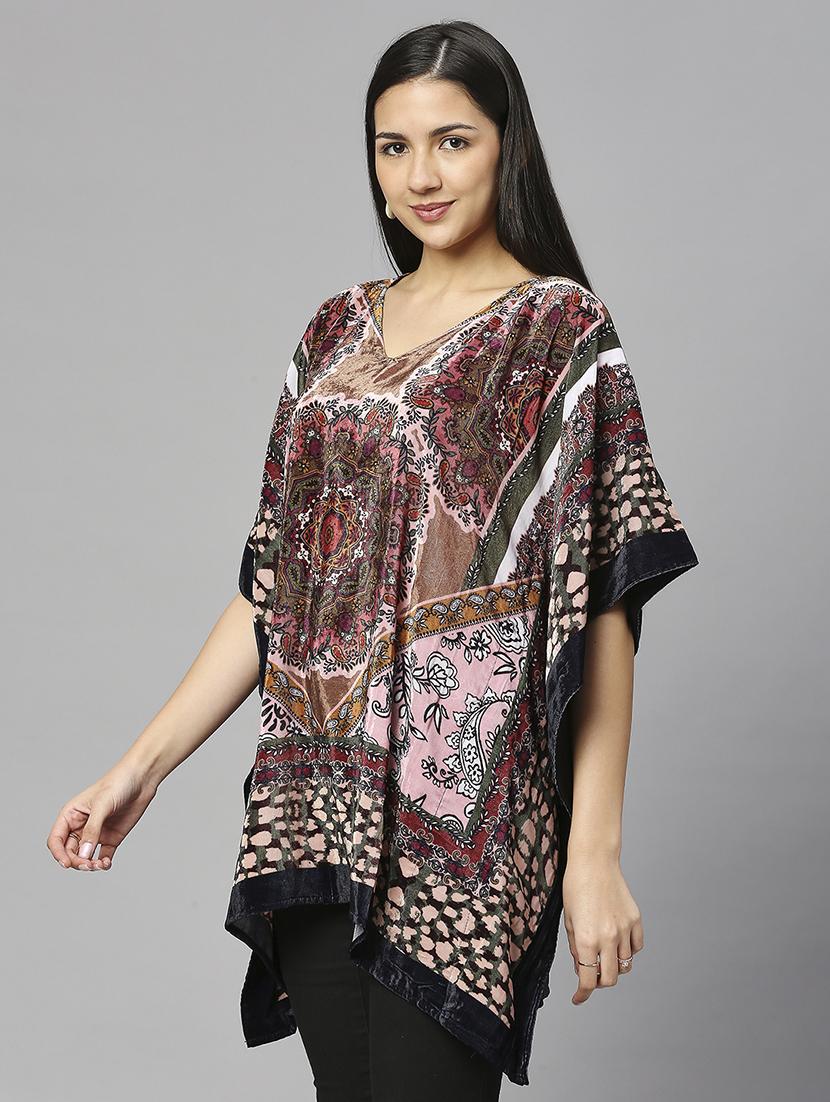 women printed relaxed fit kaftan tunic - 21662008 - Standard Image - 2