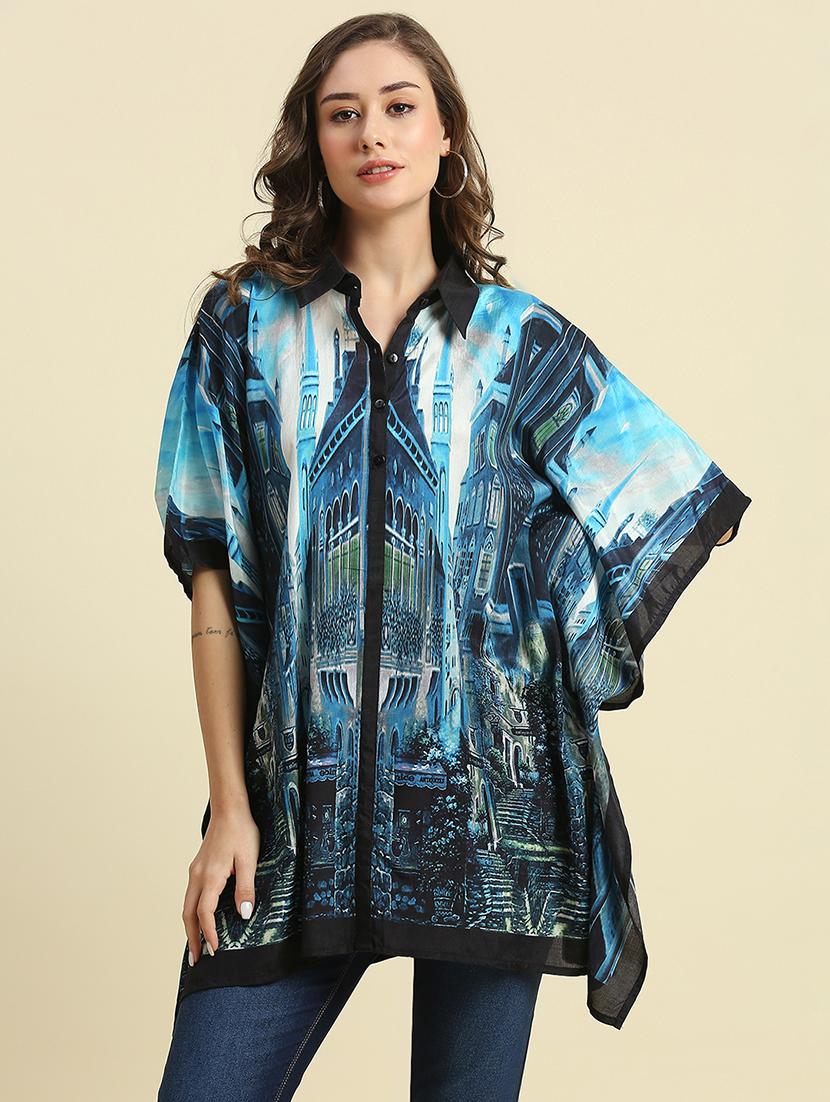 women blue printed kaftan tops - 21662011 - Zoom Image - 0