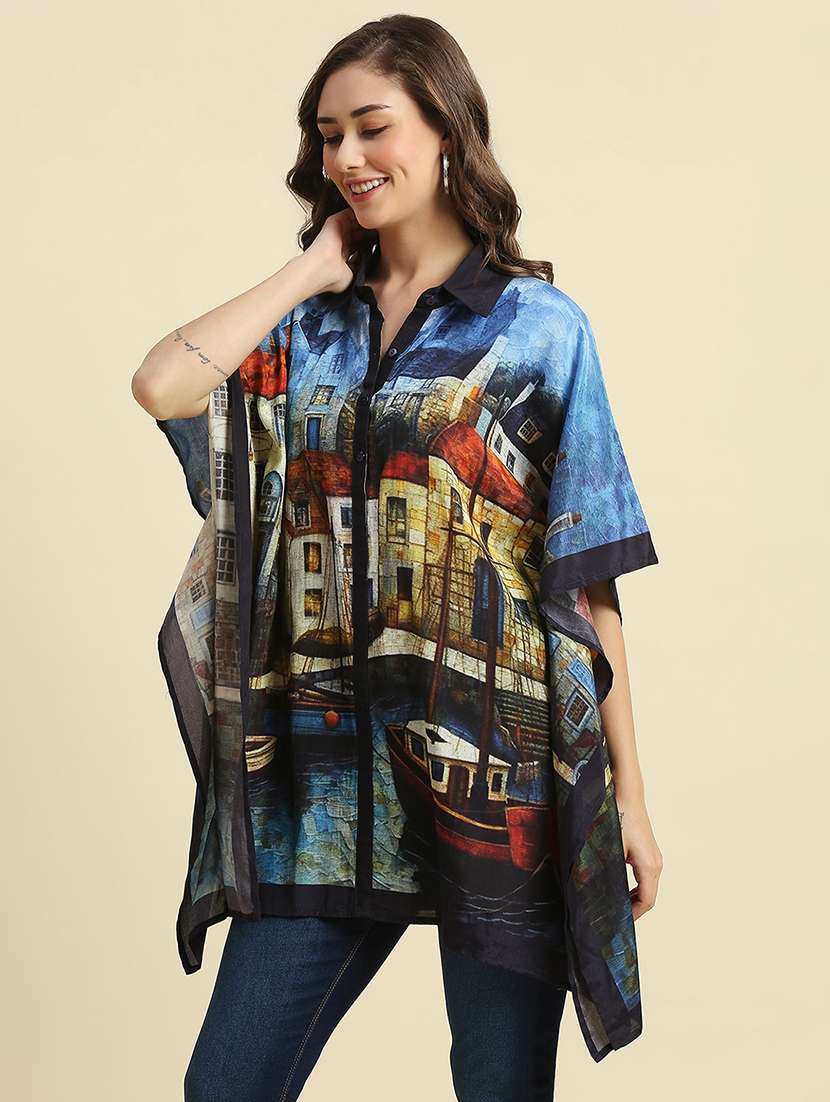 women multi color printed kaftan tops