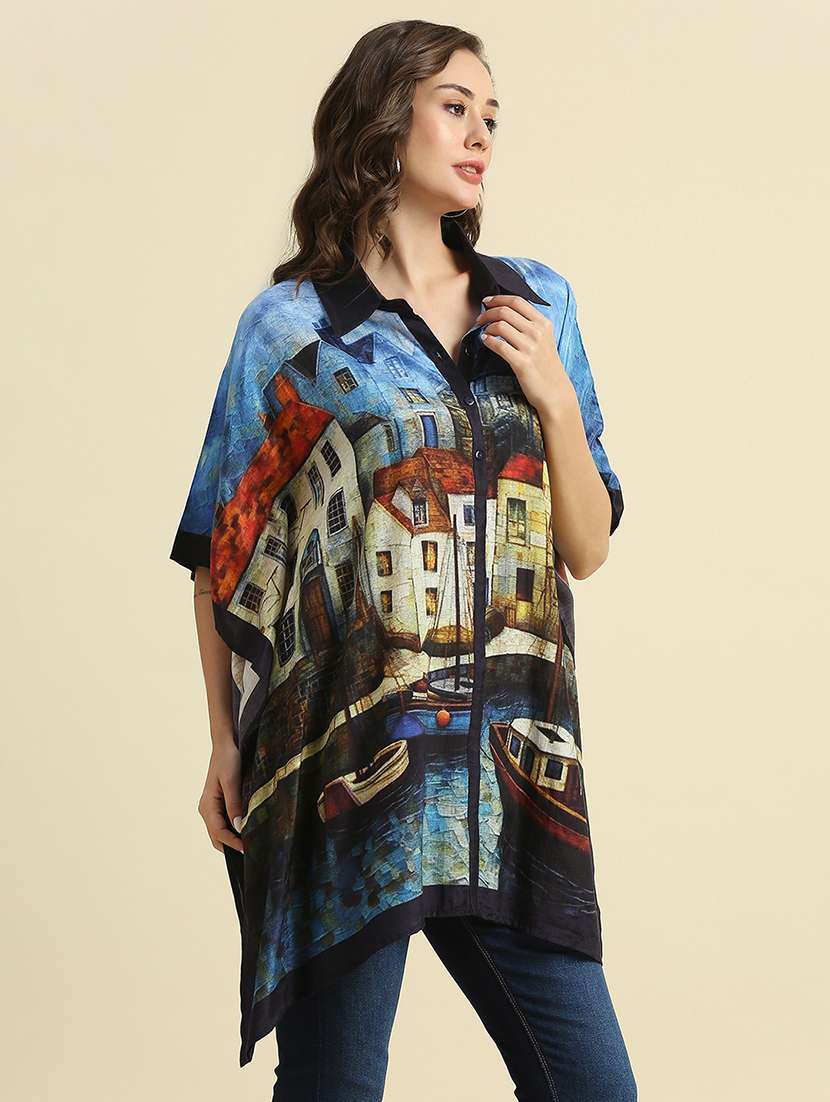 women multi color printed kaftan tops - 21662012 - Standard Image - 2