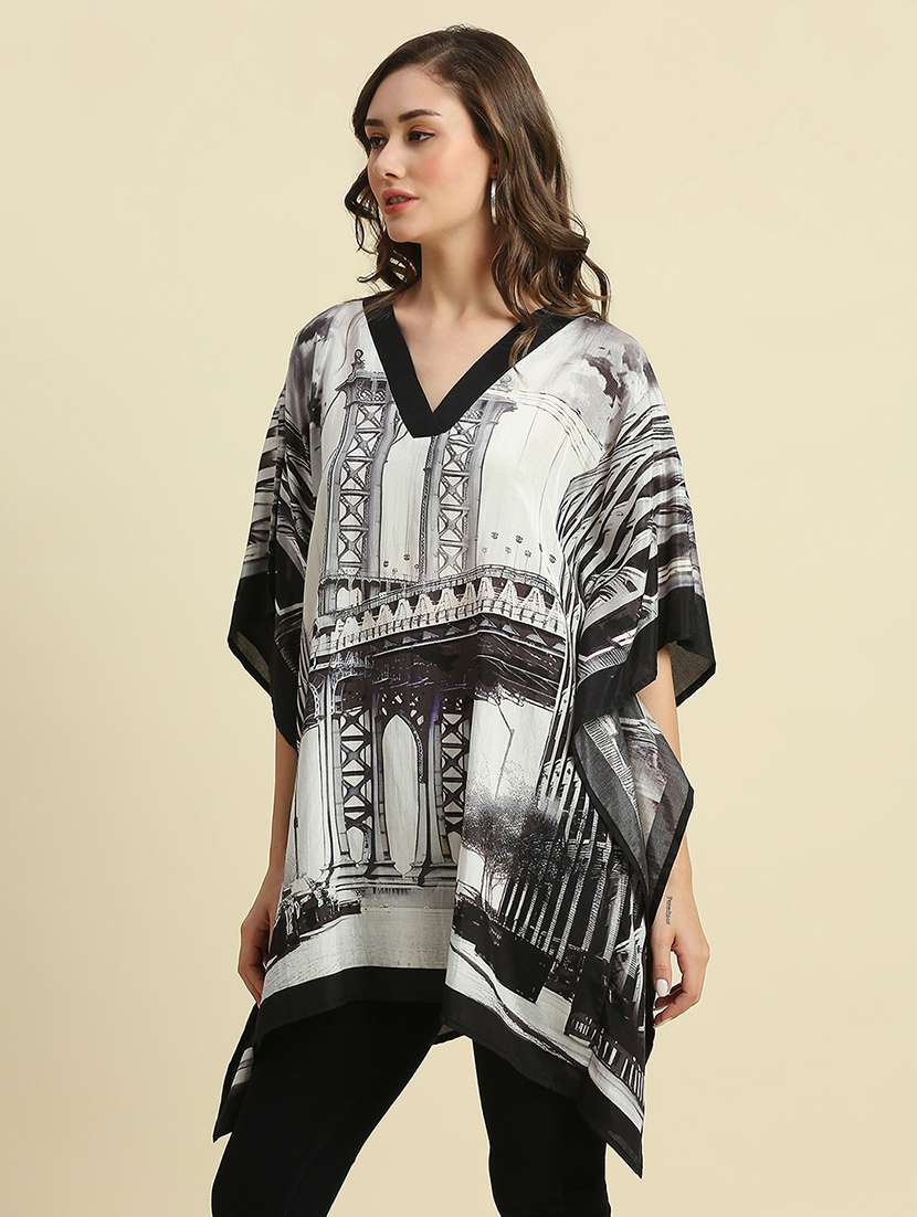 women white printed kaftan tops - 21662013 -  Standard Image - 2