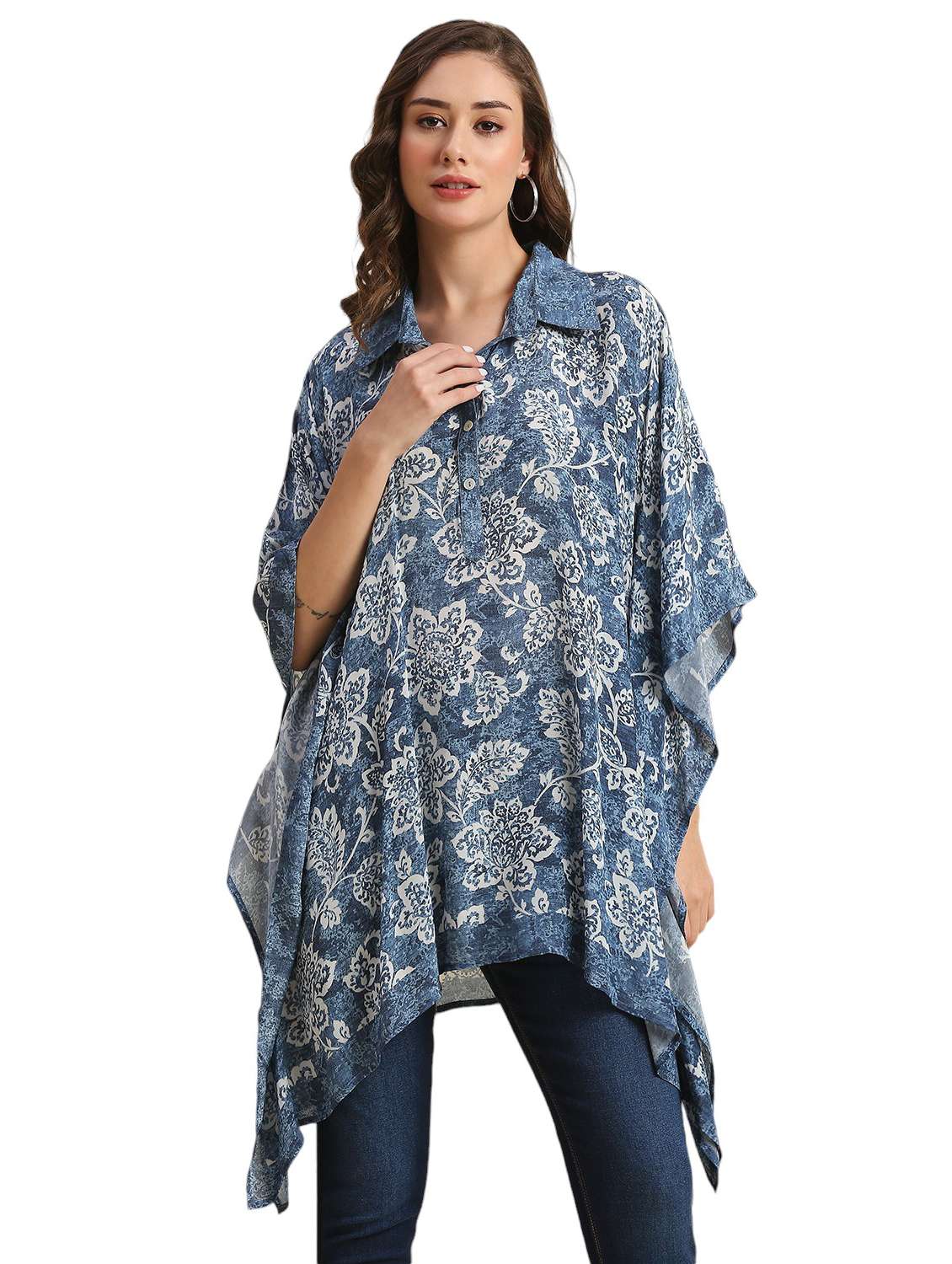 women printed relaxed fit kaftan tunic