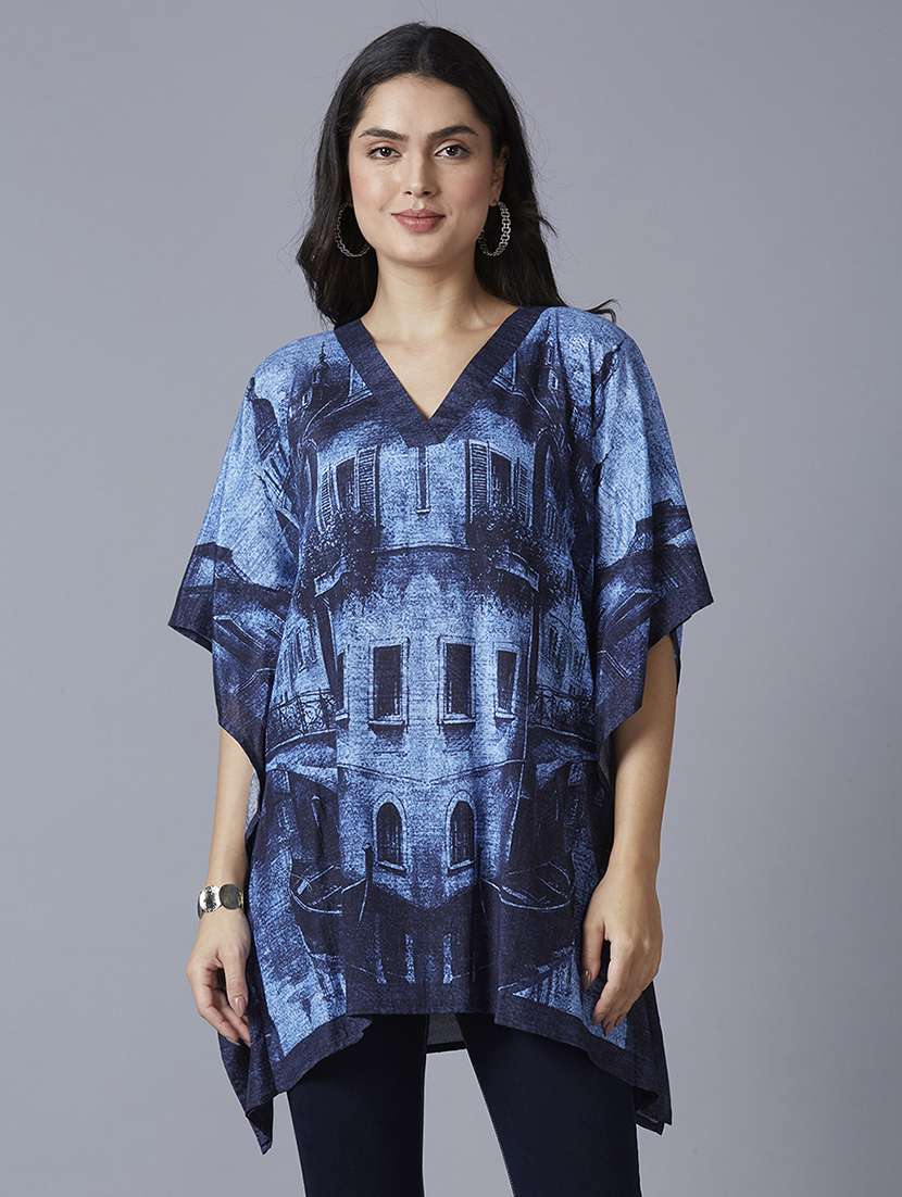 women printed relaxed fit kaftan tunic