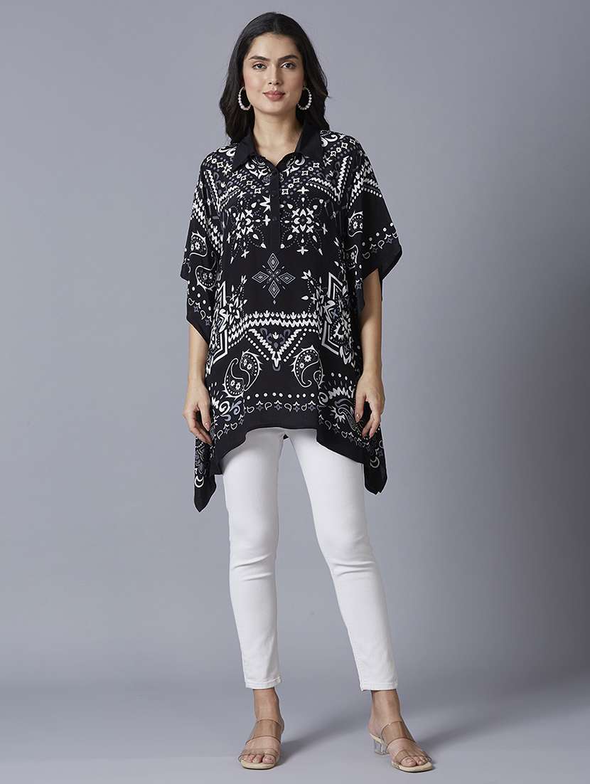 women printed relaxed fit kaftan tunic