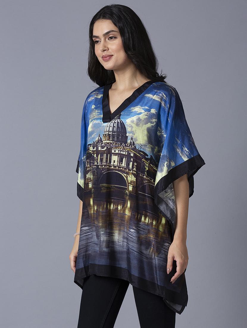 women printed relaxed fit kaftan tunic - 21662027 - Standard Image - 2