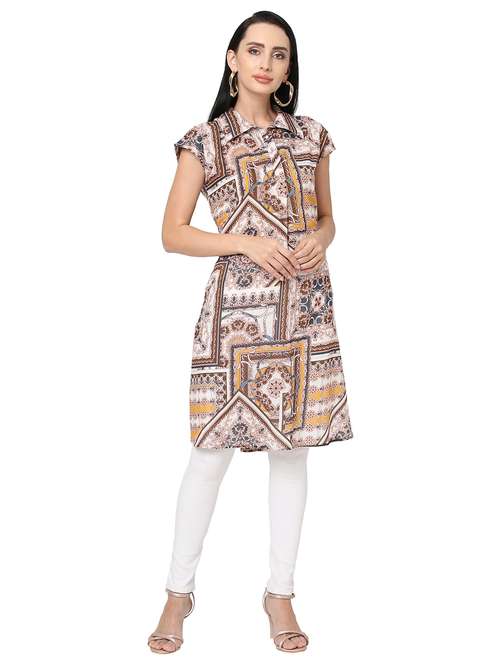 women printed short sleeve straight kurta - 21662090 - Standard Image - 0